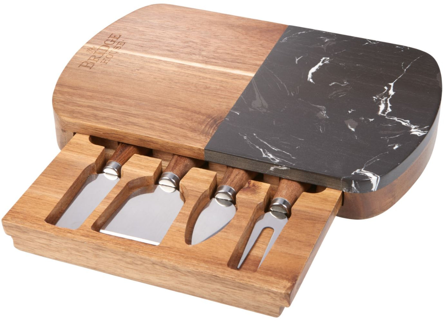 Black Marble Cheese Board Set with Knives