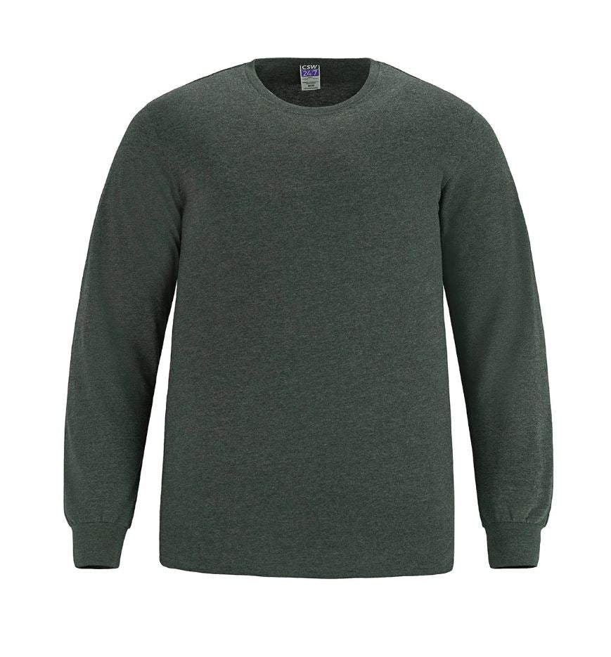 Adult Ring Spun Combed Cotton Long Sleeve Crewneck T-Shirt-Breeze