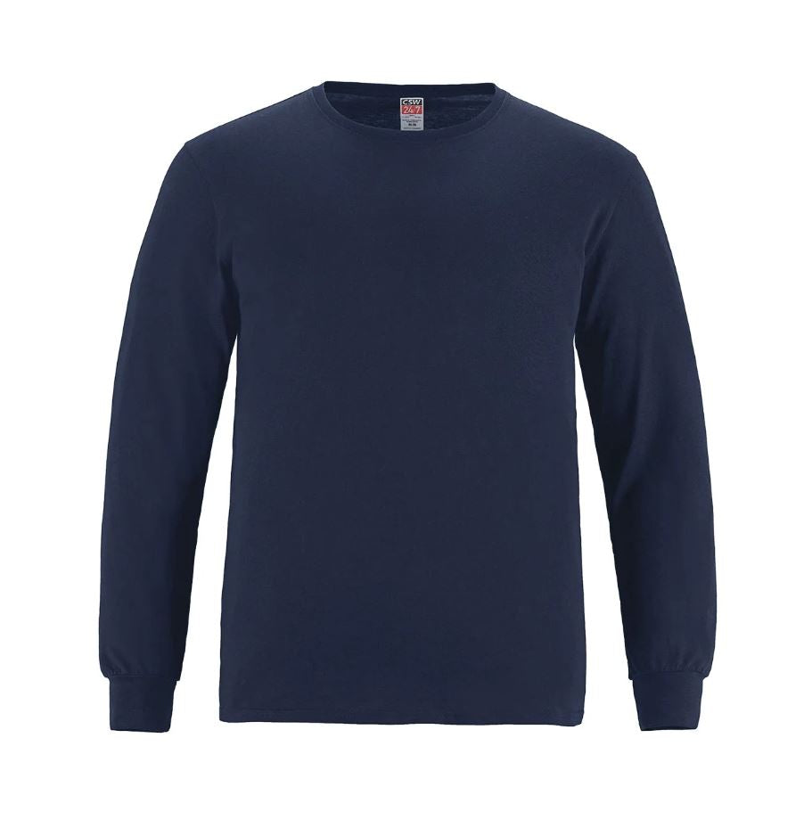 Adult Ring Spun Combed Cotton Long Sleeve Crewneck T-Shirt-Breeze