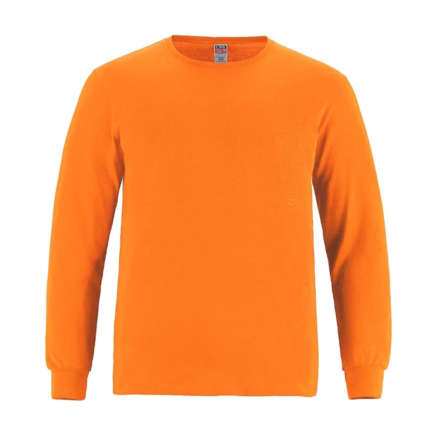 Adult Ring Spun Combed Cotton Long Sleeve Crewneck T-Shirt-Breeze