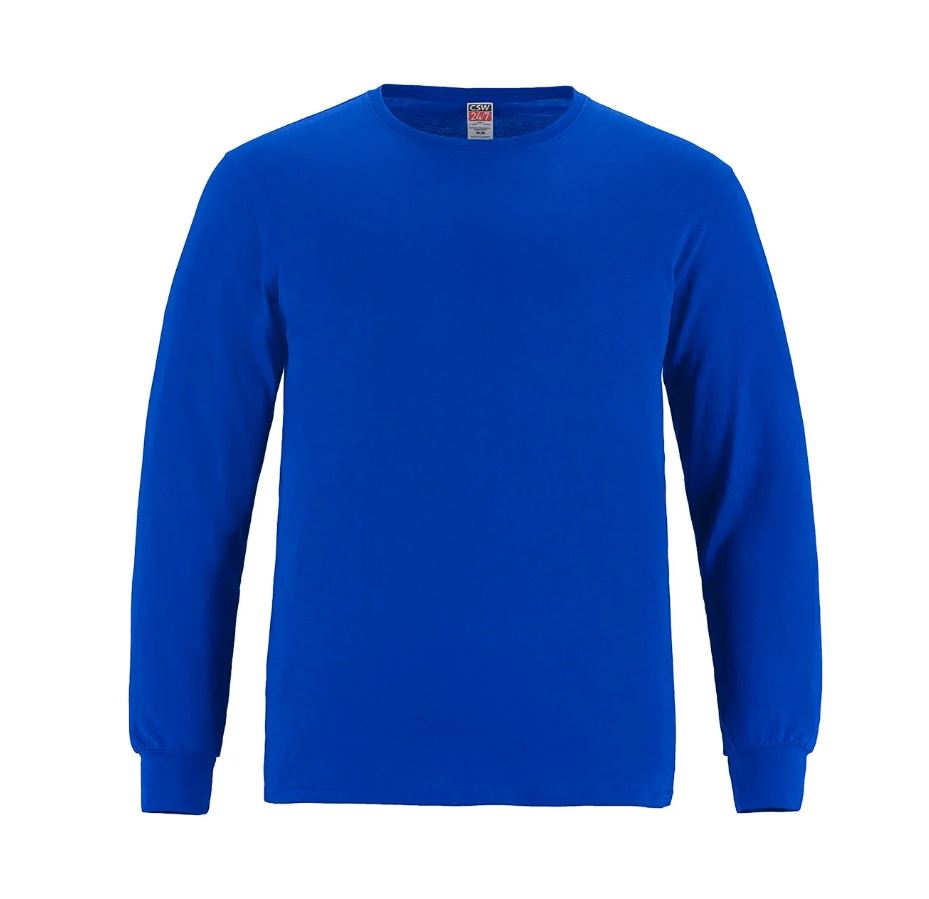 Adult Ring Spun Combed Cotton Long Sleeve Crewneck T-Shirt-Breeze