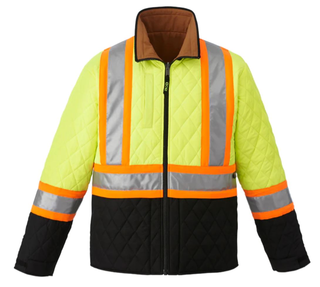 Cotton Canvas Reversible to Polyester Hi-Vis Insulated Jacket-Zircon
