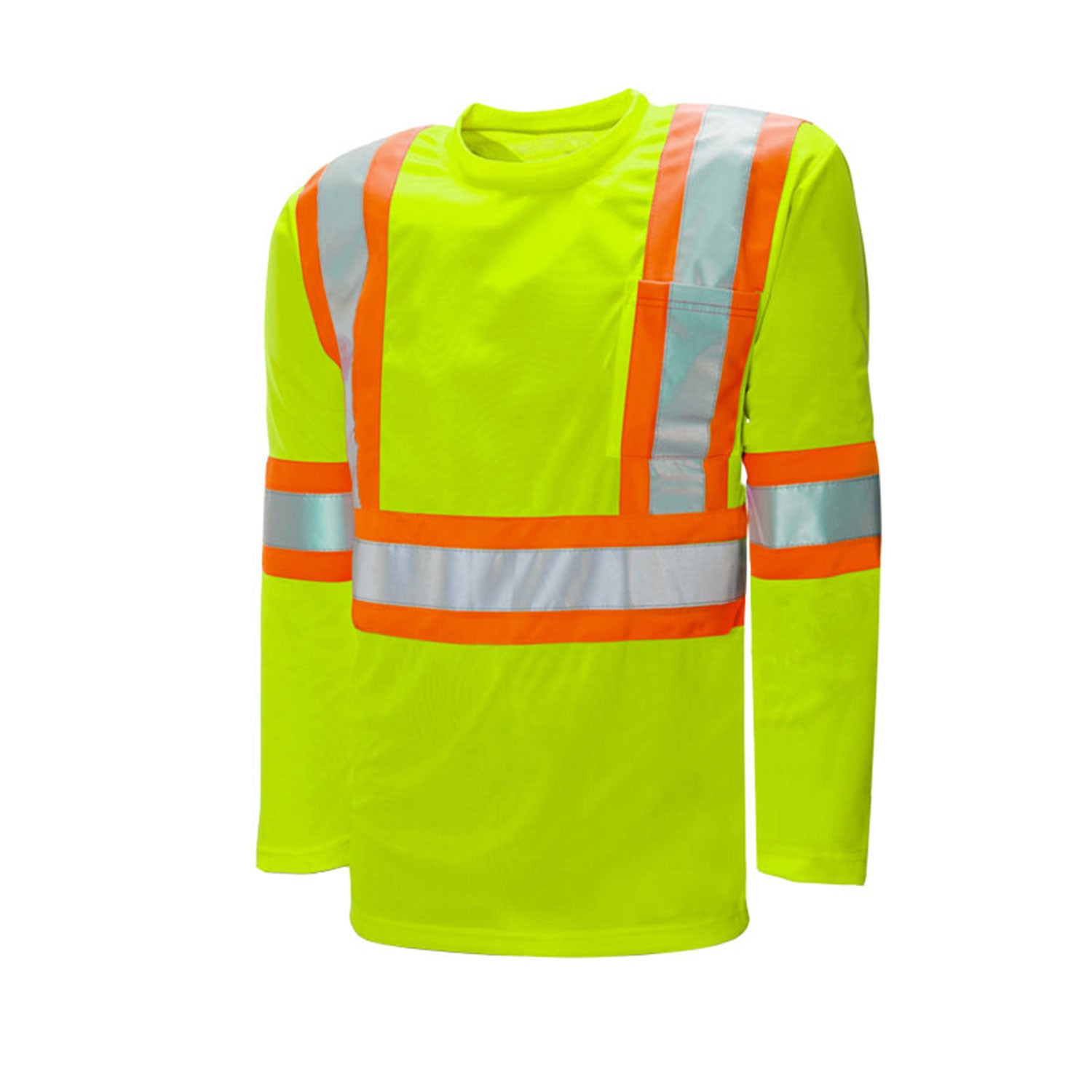 Traffic T-Shirt, Polyester, Long Sleeve, 4" Refl. Tape