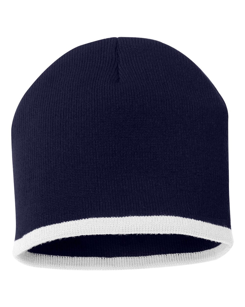 8" Bottom-Striped Knit Beanie/ Toque