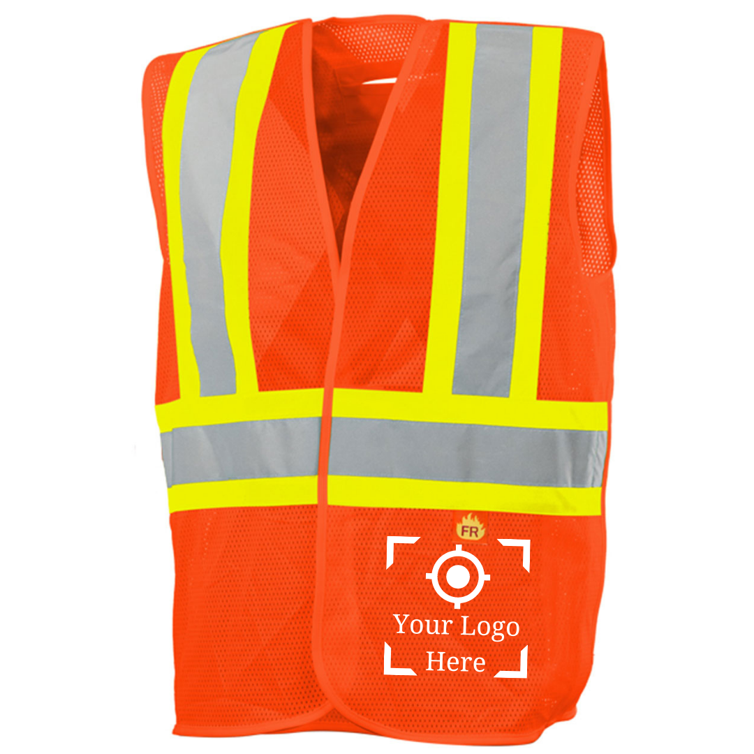 5 Pt. FR Mesh Traffic Vest, 4" Refl. Tape