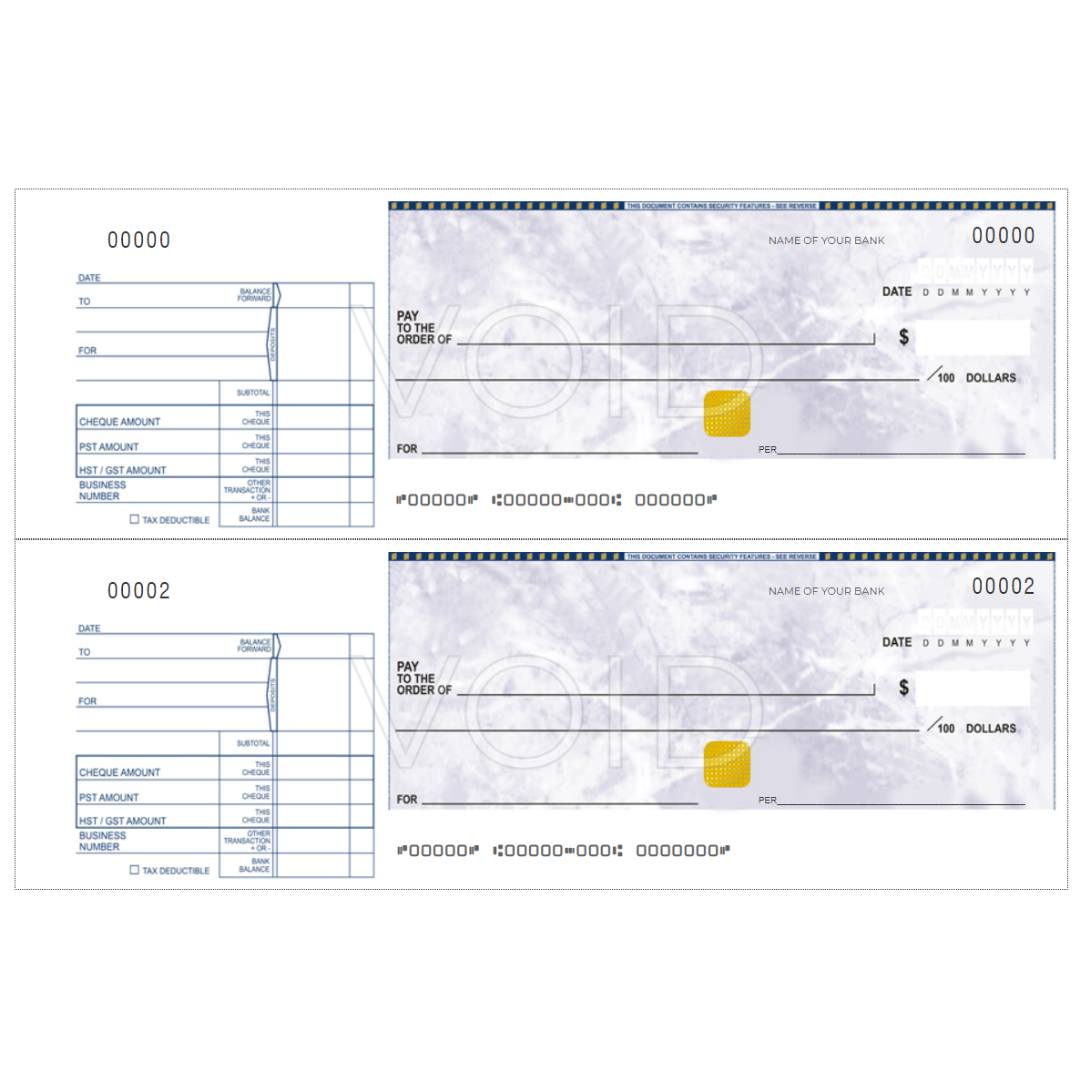 Manual Handwritten Cheques (2 To-A-Page)
