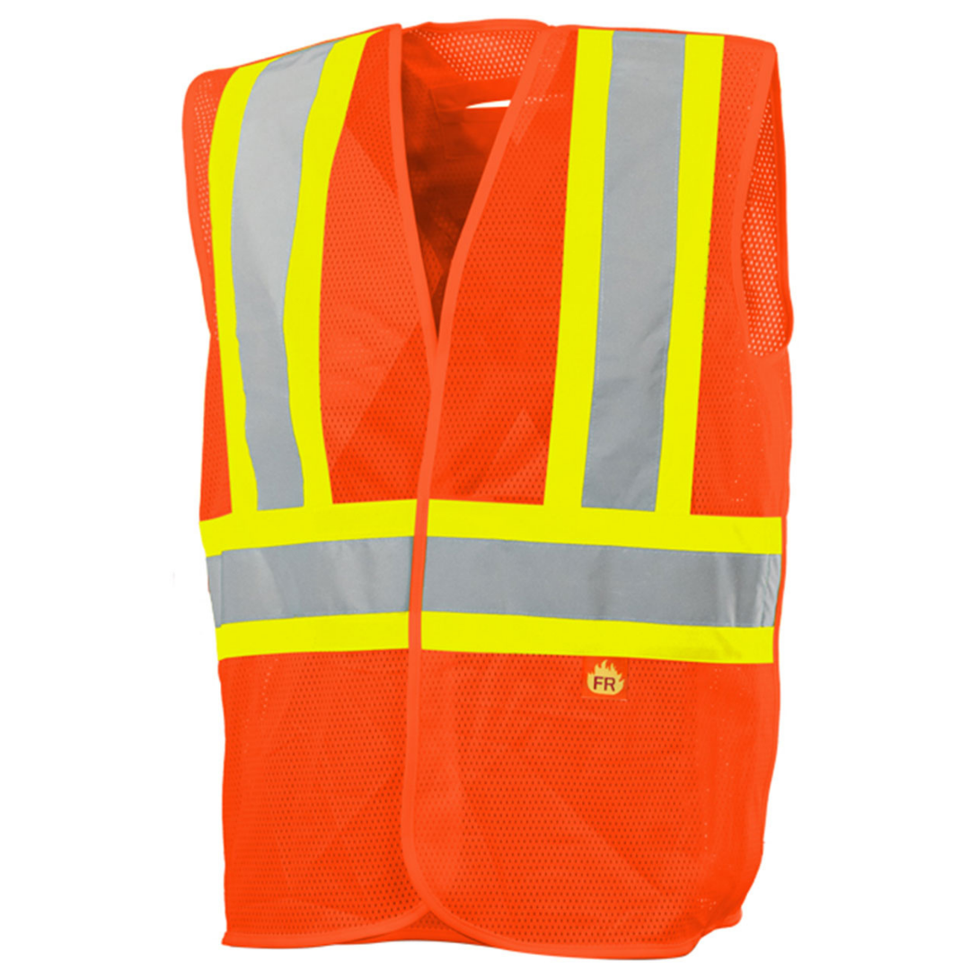 5 Pt. FR Mesh Traffic Vest, 4" Refl. Tape