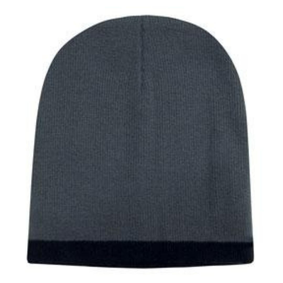 8" Bottom-Striped Knit Beanie/ Toque