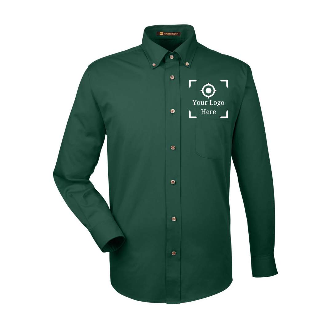 Chemise Harriton Easy Blend™ à manches longues en sergé avec traitement antitache pour homme