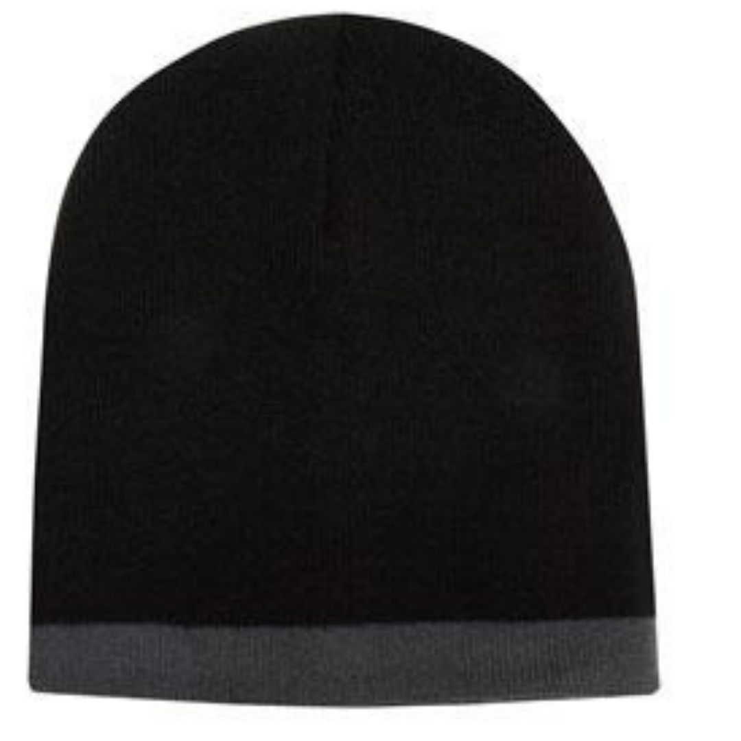 8" Bottom-Striped Knit Beanie/ Toque