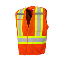 Load image into Gallery viewer, 5 Pt. Tearaway Mesh Traffic Vest, 4&quot; Refl. Tape, 4 Pockets
