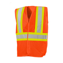 Load image into Gallery viewer, 5 Pt. Tearaway Mesh Traffic Vest, 4&quot; Refl. Tape, No Pockets
