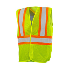 Load image into Gallery viewer, 5 Pt. Tearaway Mesh Traffic Vest, 4&quot; Refl. Tape, No Pockets
