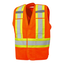 Load image into Gallery viewer, 5 Pt. Tearaway Solid Traffic Vest, 4&quot;Refl. Tape, 4 Pockets
