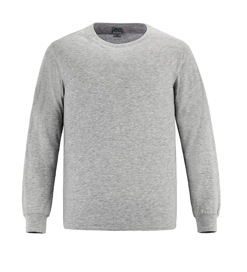 Adult Ring Spun Combed Cotton Long Sleeve Crewneck T-Shirt-Breeze