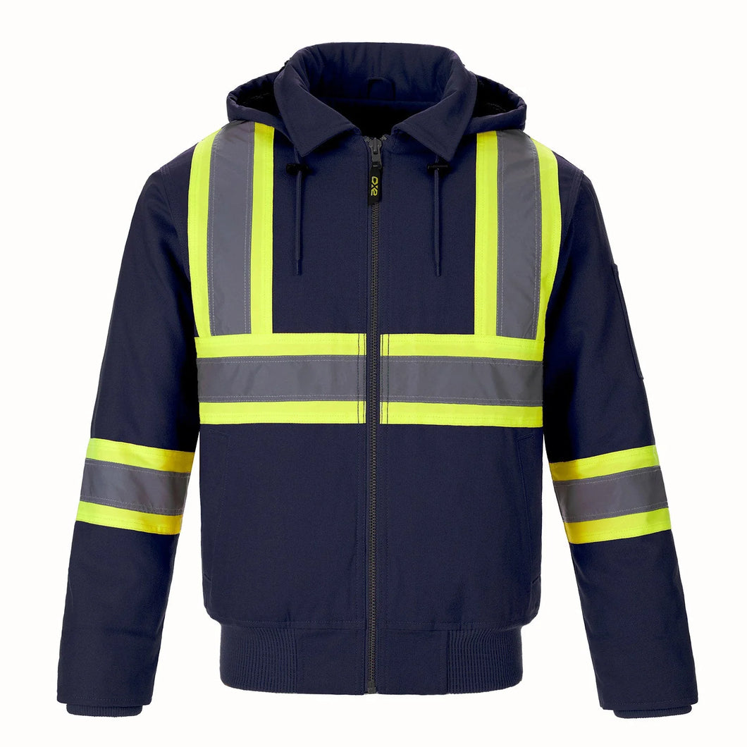 International Vis Cotton Canvas Bomber Jacket with Sherpa Lining
