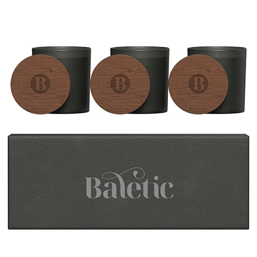 GLASS CANDLE 3-PACK WITH ACACIA WOOD LIDS