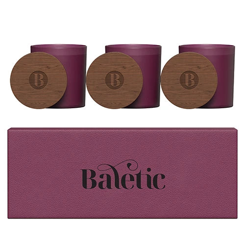 GLASS CANDLE 3-PACK WITH ACACIA WOOD LIDS