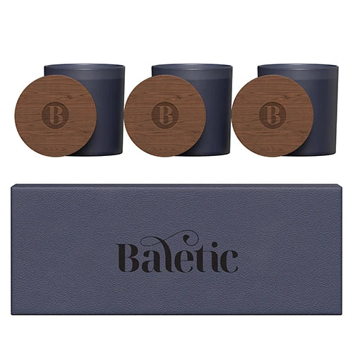 GLASS CANDLE 3-PACK WITH ACACIA WOOD LIDS