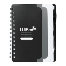 Load image into Gallery viewer, 5&quot; x 7&quot; Recycled Dual Pocket Spiral Notebook w Pen
