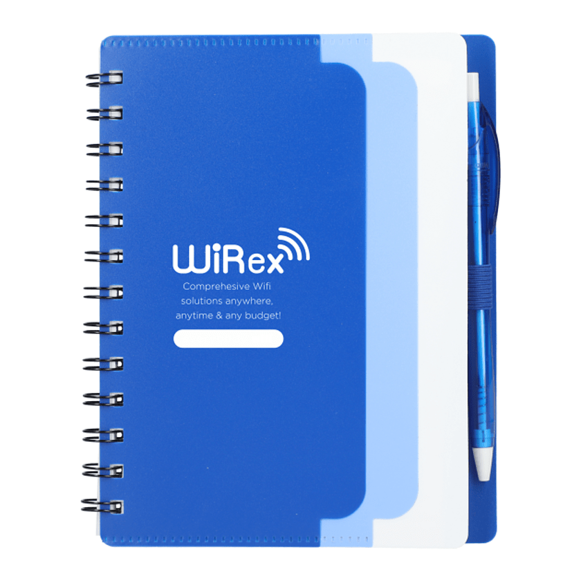 5" x 7" Recycled Dual Pocket Spiral Notebook w Pen