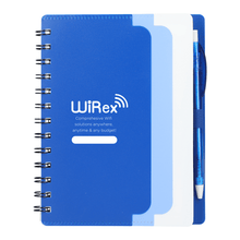 Load image into Gallery viewer, 5&quot; x 7&quot; Recycled Dual Pocket Spiral Notebook w Pen
