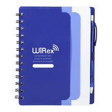 Load image into Gallery viewer, 5&quot; x 7&quot; Recycled Dual Pocket Spiral Notebook w Pen
