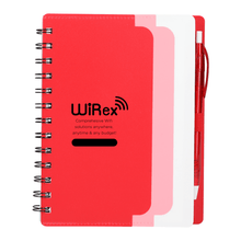 Load image into Gallery viewer, 5&quot; x 7&quot; Recycled Dual Pocket Spiral Notebook w Pen
