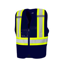 Load image into Gallery viewer, Solid Front/Mesh Back Traffic Vest with Zipper, 4&quot; Refl. Tape, 8 Pockets
