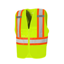 Load image into Gallery viewer, Solid Front/Mesh Back Traffic Vest with Zipper, 4&quot; Refl. Tape, 8 Pockets
