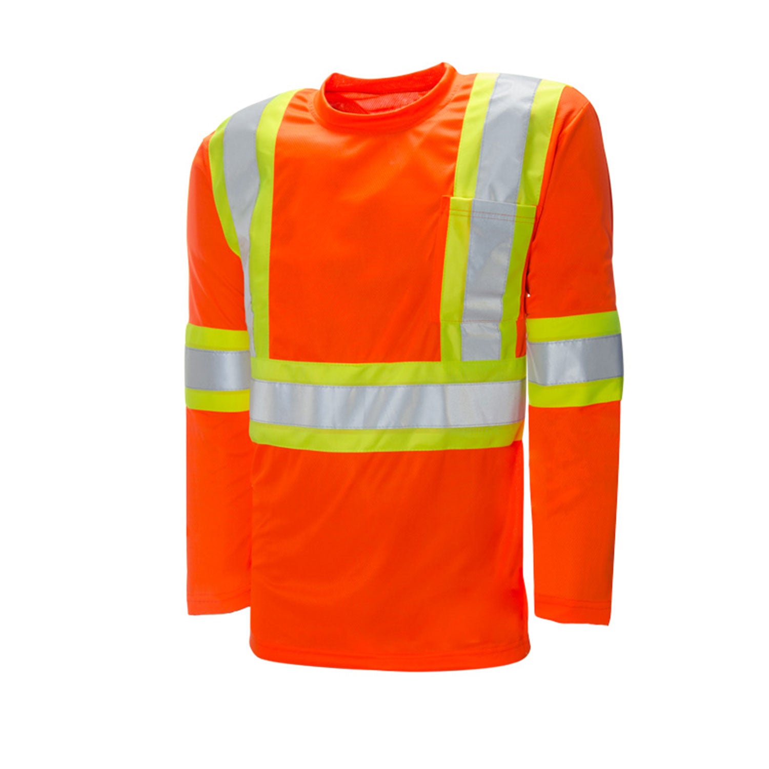 Traffic T-Shirt, Polyester, Long Sleeve, 4" Refl. Tape