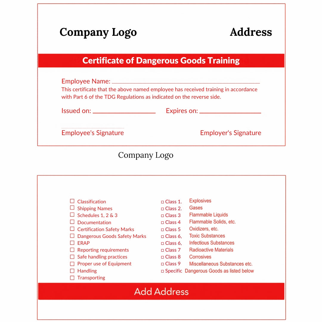 Training Certificate Card