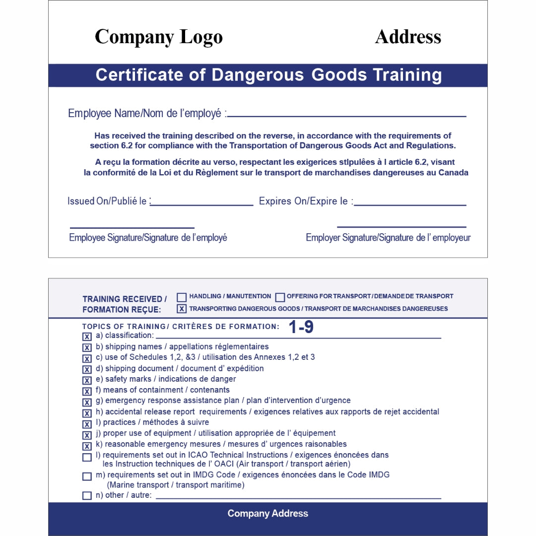 Training Certificate Card