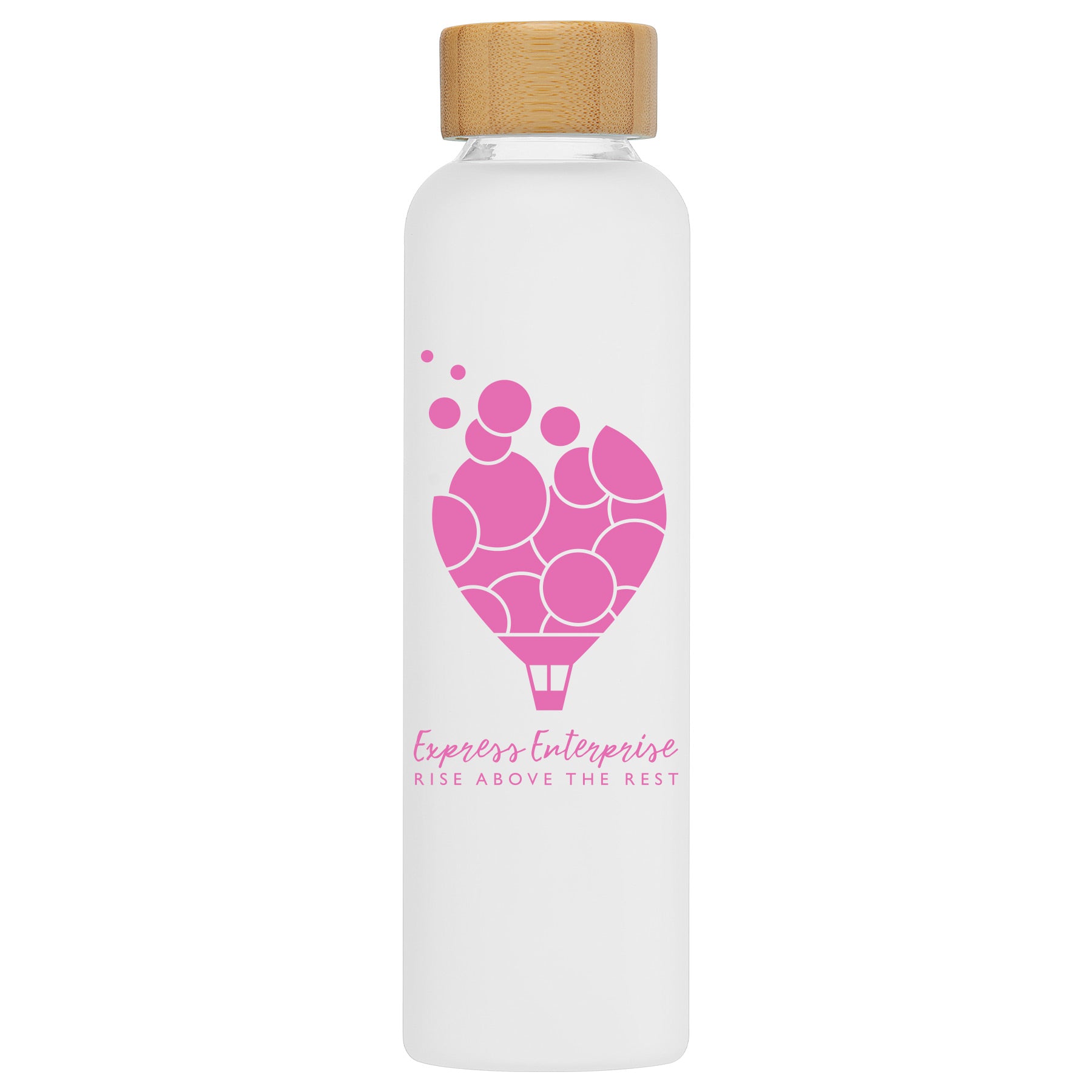 Lucerne - 20 oz. Frosted Borosilicate Glass Bottle with Bamboo Lid