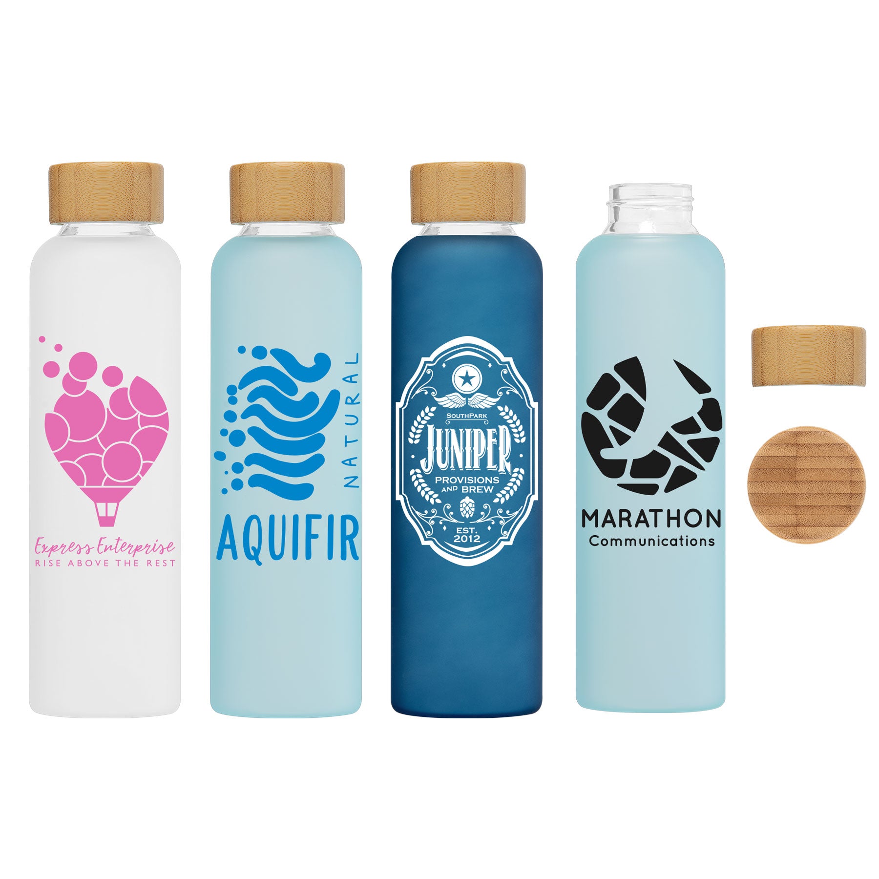 Lucerne - 20 oz. Frosted Borosilicate Glass Bottle with Bamboo Lid