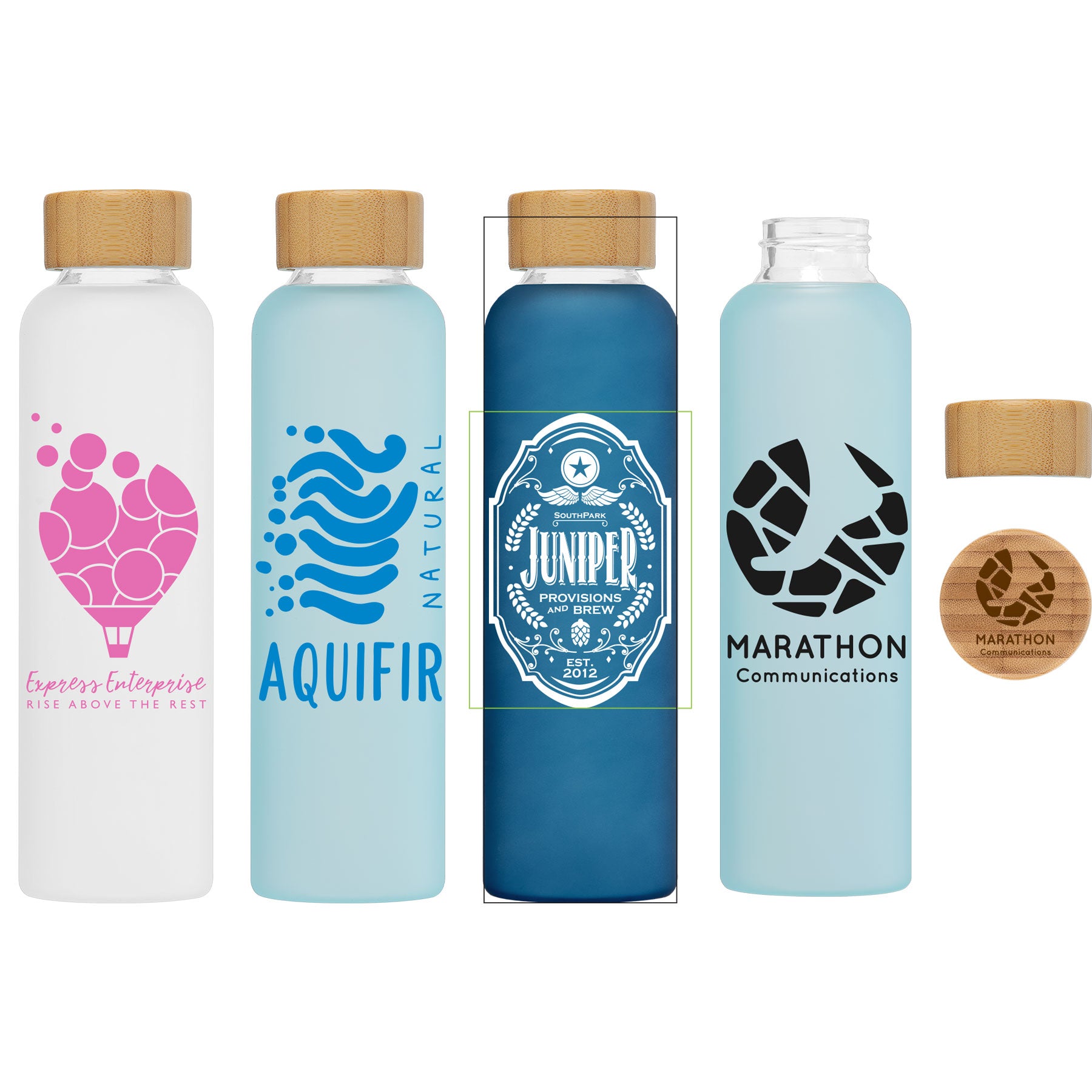 Lucerne - 20 oz. Frosted Borosilicate Glass Bottle with Bamboo Lid