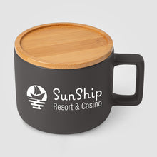Charger l&#39;image dans la galerie, Café Virtuoso - 12 oz. Ceramic Mug with Bamboo Lid - Silkscreen
