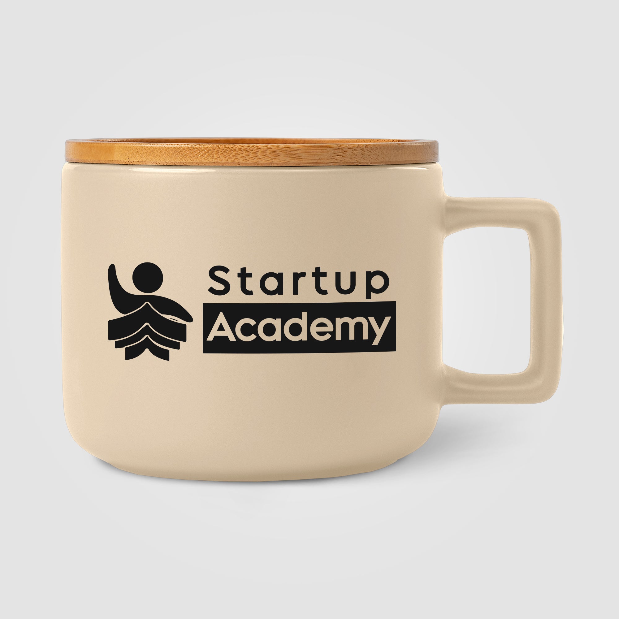 Café Virtuoso - 12 oz. Ceramic Mug with Bamboo Lid - Silkscreen