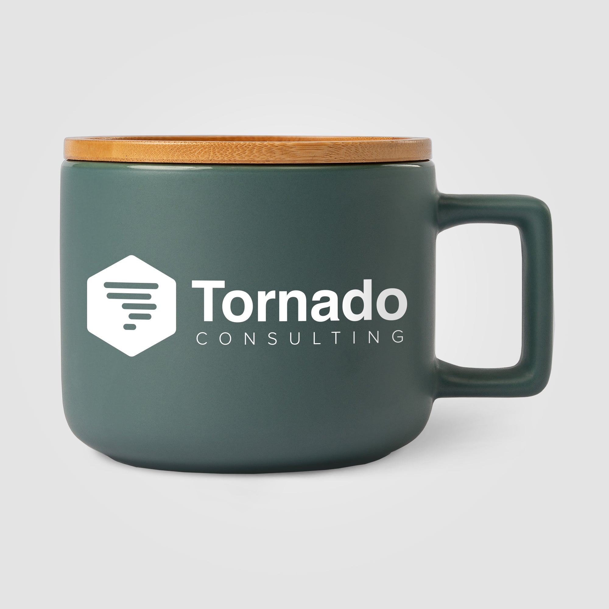Café Virtuoso - 12 oz. Ceramic Mug with Bamboo Lid - Silkscreen