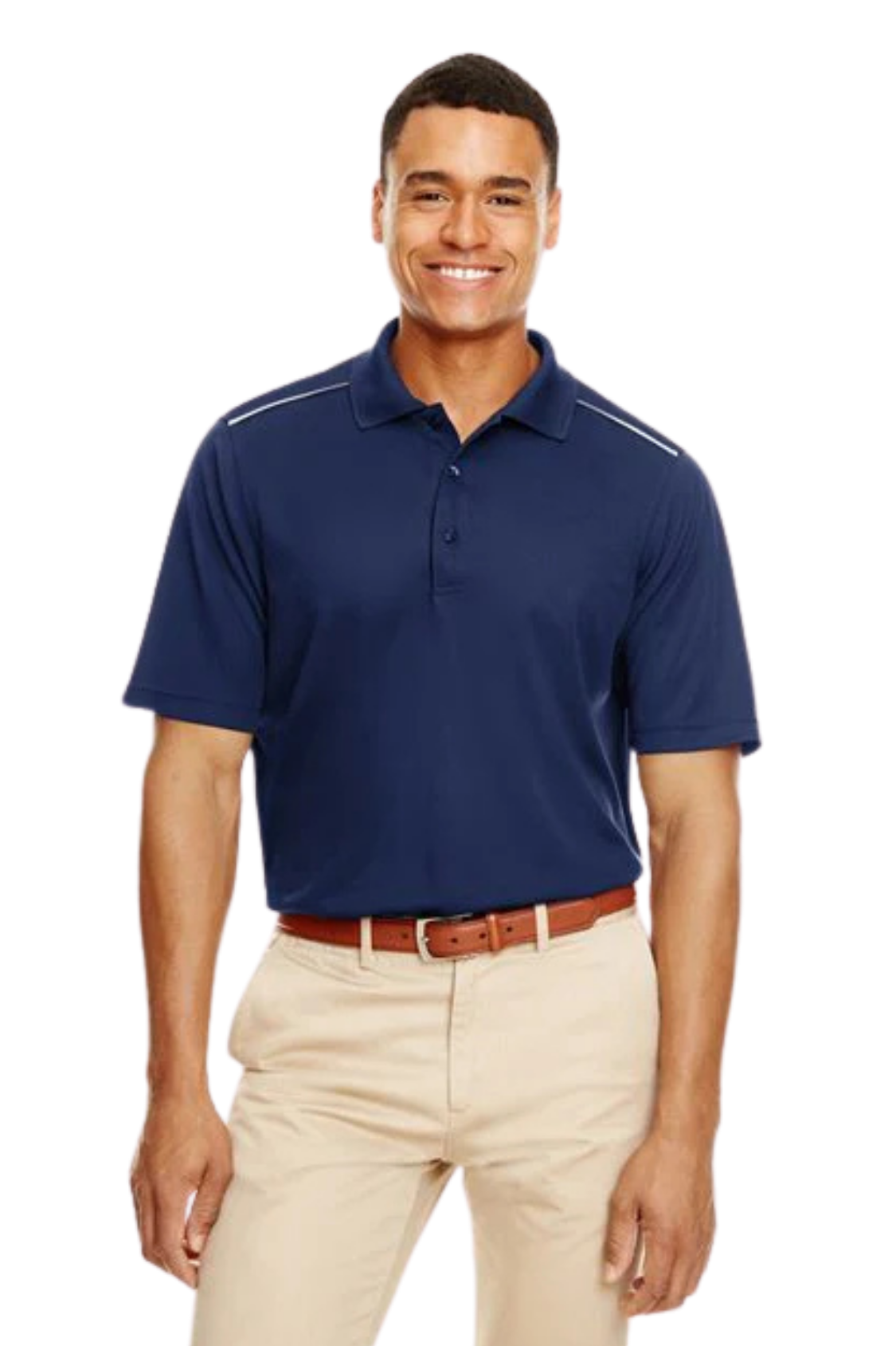 Core 365 Men's Radiant Performance Piqué Polo with Reflective Piping