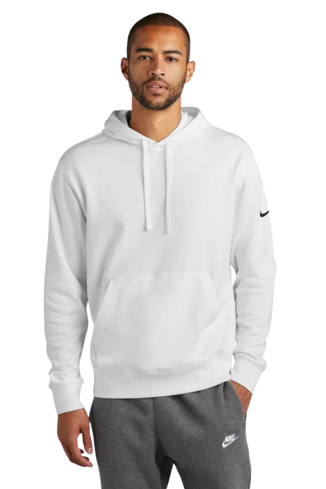 NIKE CLUB FLEECE SLEEVE SWOOSH PULLOVER HOODIE.