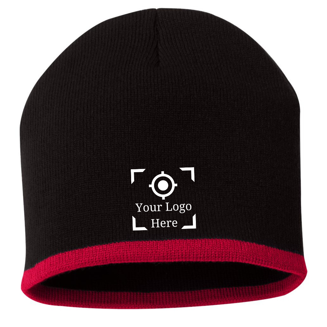 8" Bottom-Striped  Knit Beanie/ Toque
